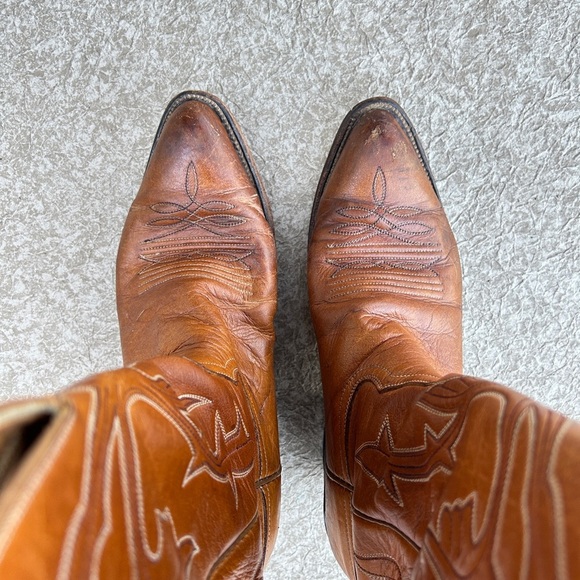 Hondo Men’s Brown Leather Cowboy Boots Sz 10B Western Rodeo Corral Mexican Made - Picture 3 of 7